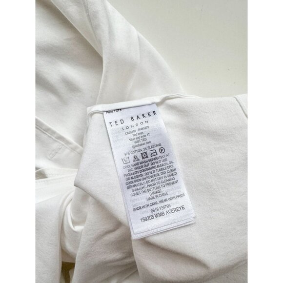 TED BAKER Avereye White Cotton Sateen Popover Batwing Blouse, Size 4/10 - Picture 12 of 14